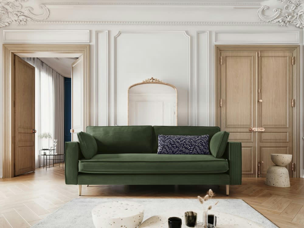 ALEXIS - Canapé 3 places en tissu structuré vert