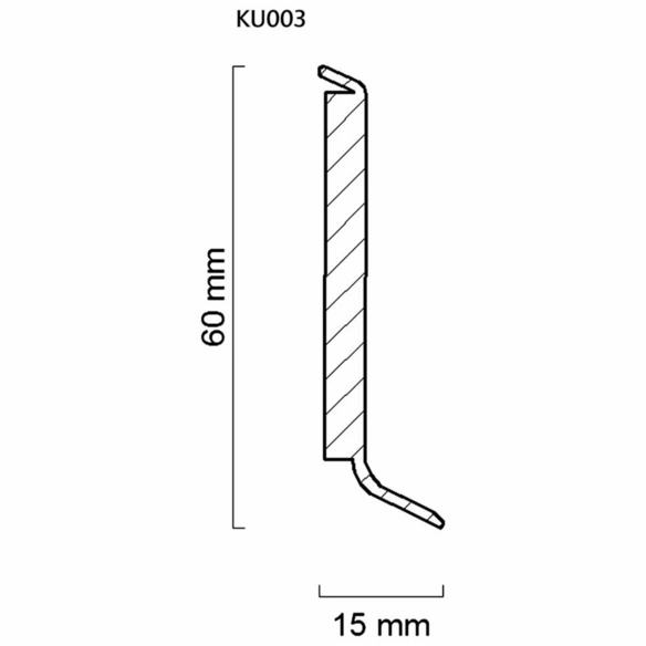 Kernsockelleiste, Eiche beige, Kunststoff, LxHxT: 250 x 6 x 1,4 cm
