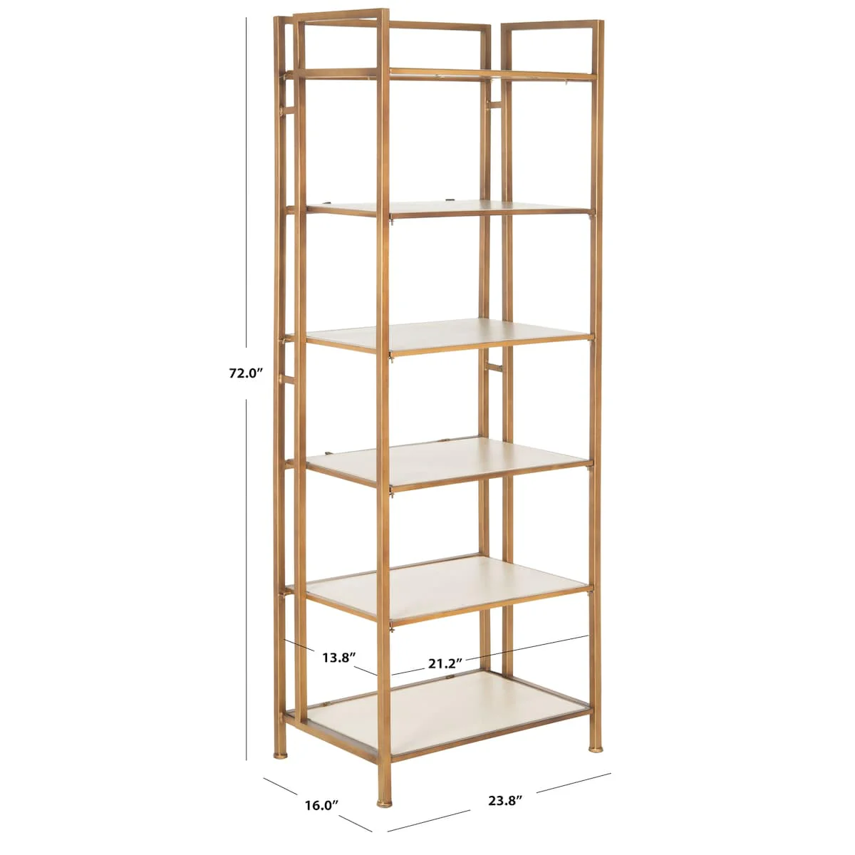 SAFAVIEH Maymie White/ Gold Etagere Bookcase - 23.8 x 16 x 72 - 24Wx16Dx72H