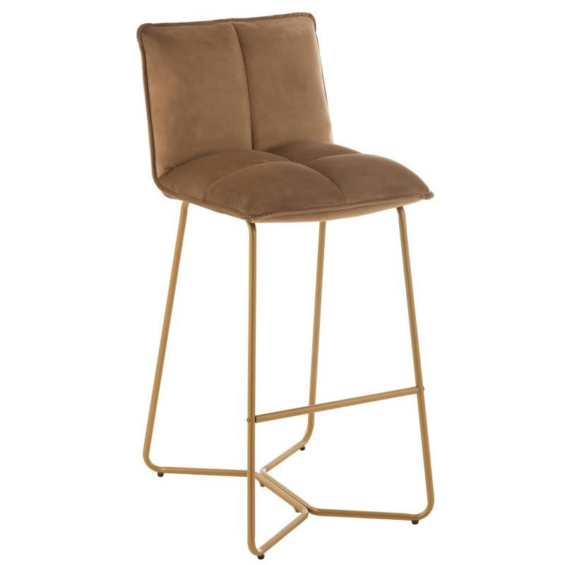 PIERRE - Chaise de bar en pierre métal/textile marron