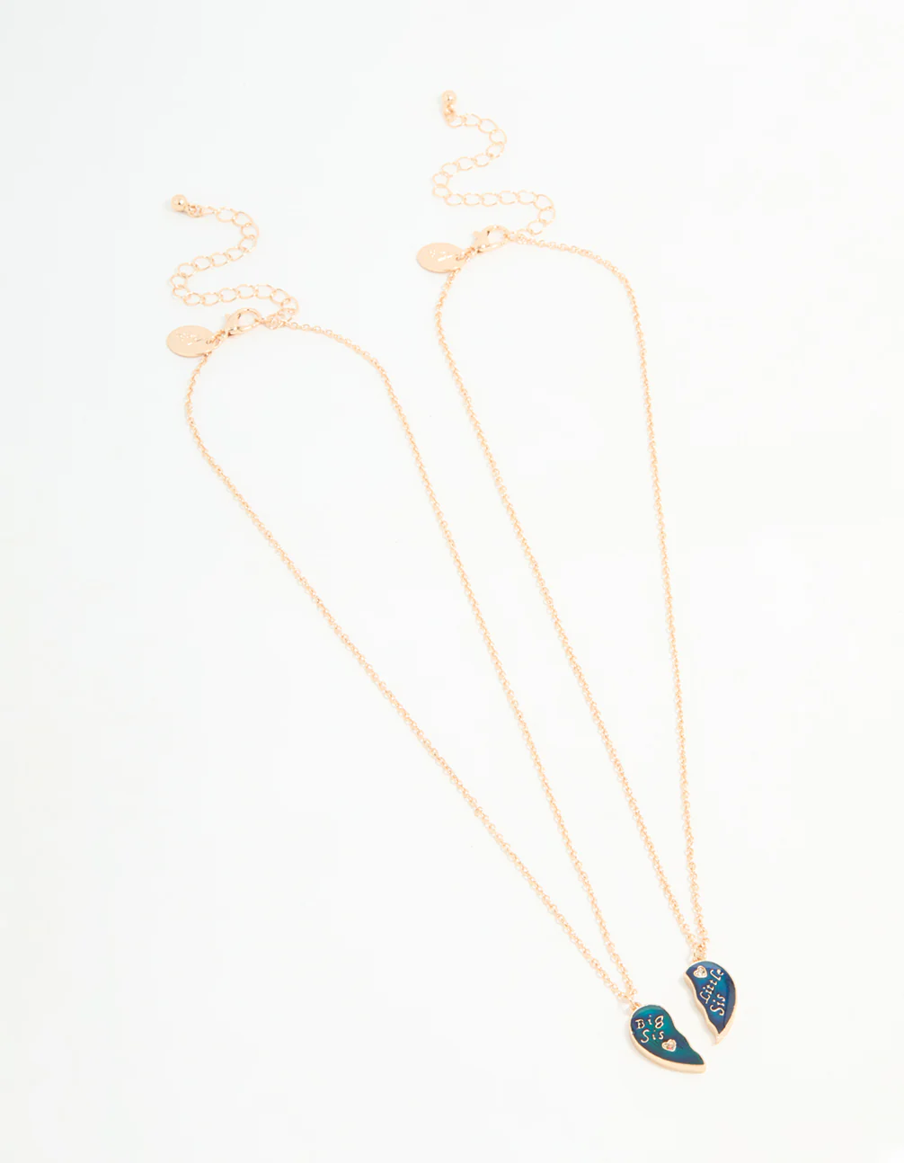 Kids Gold Big & Lil Sis Mood Pendant Necklace Set