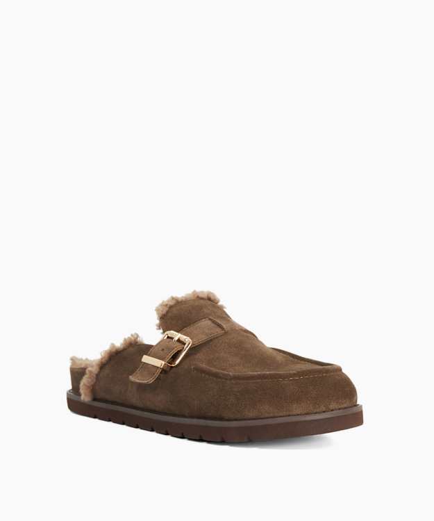 Gogetter Khaki - Suede Buckle-Detail Mules