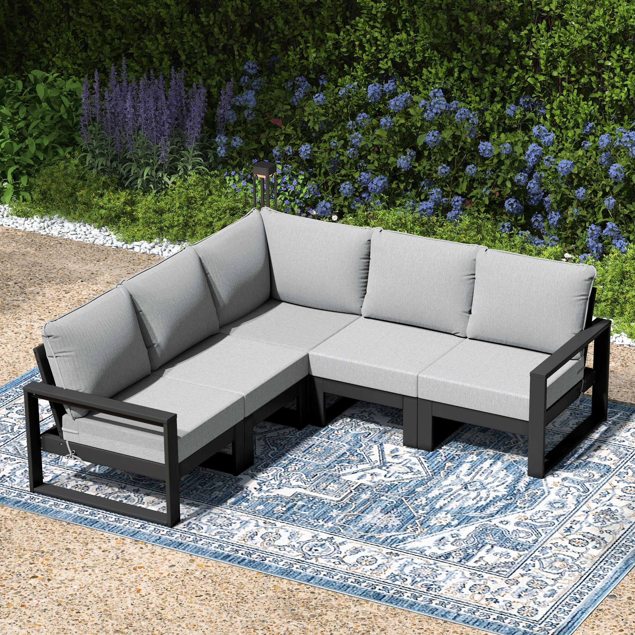 Polytrends Endless Patio 5-Piece Deep Seating Set with Gray Frame