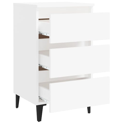 NNEVL Bed Cabinet with Metal Legs White 40x35x69 cm