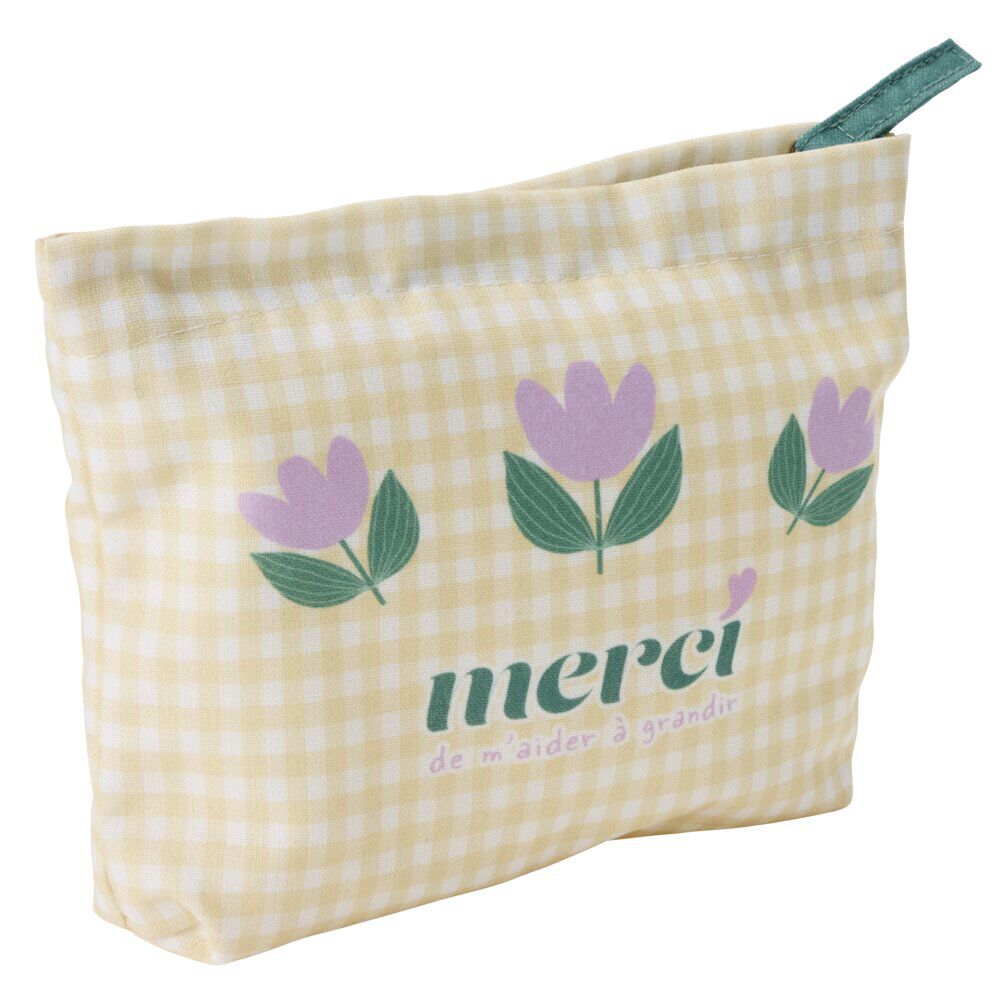 Pochette remerciement tissu Merci pour cette année 15x20cm (3 modèles)