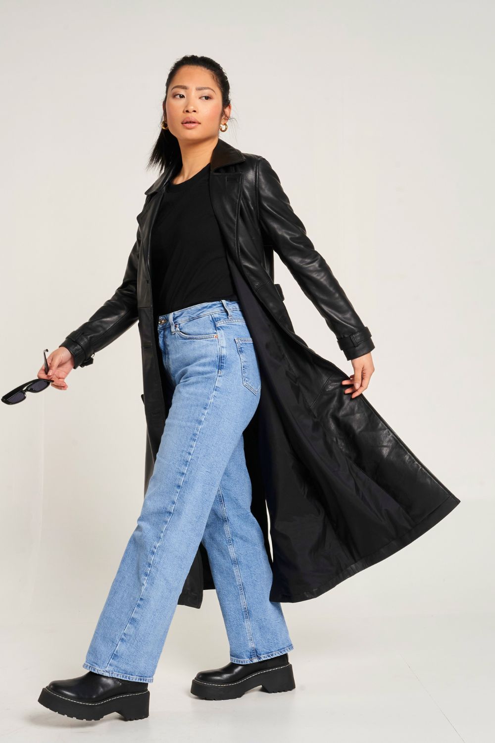 Barneys Originals Real Leather Trench Coat