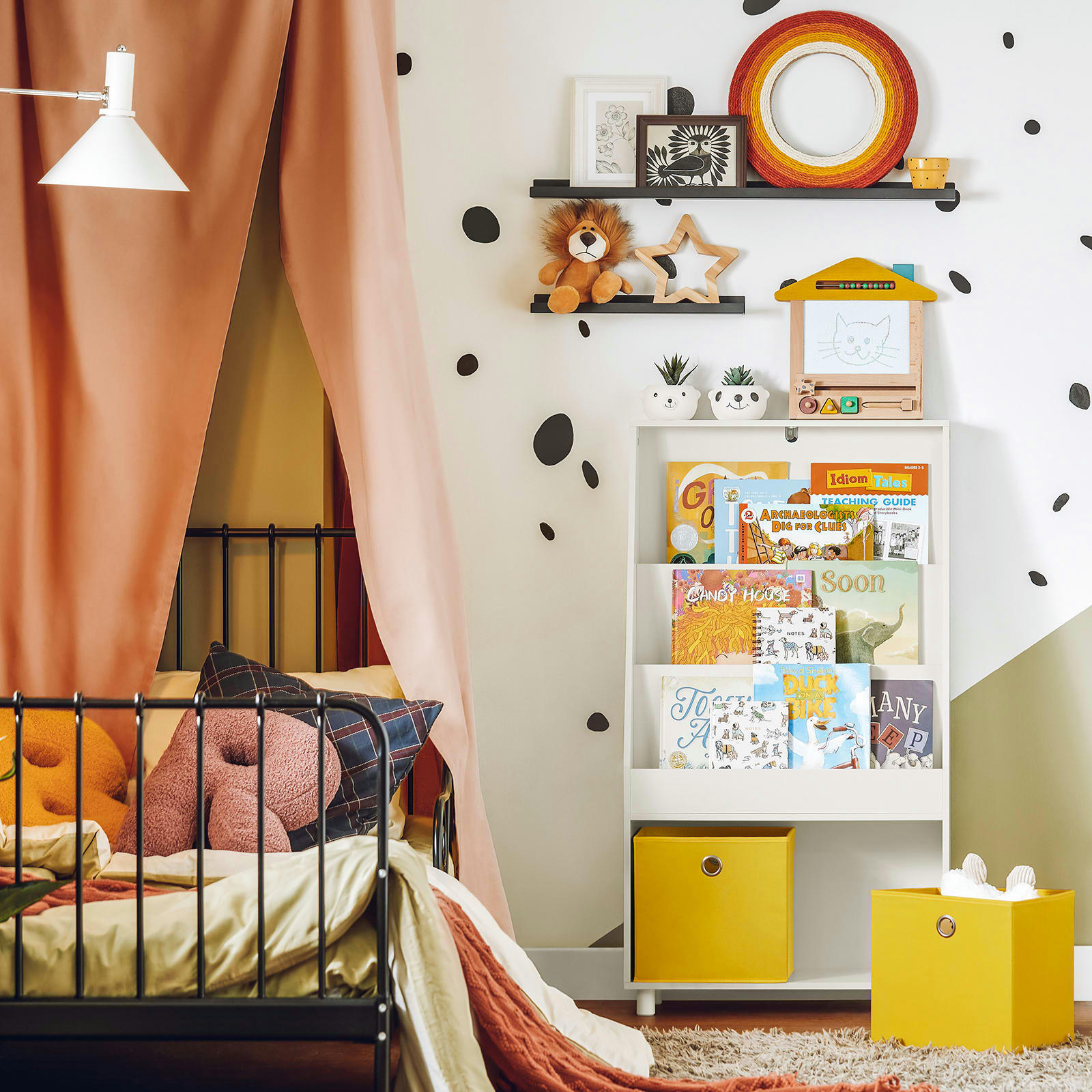 - Bibliothèque pour enfant 2 cubes effet bois