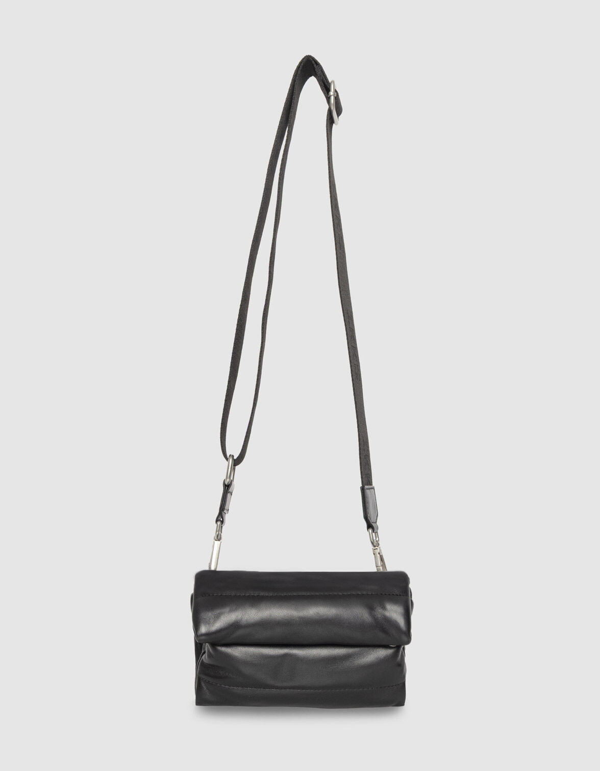 Pochette bandoulière noire cuir matelassé Femme