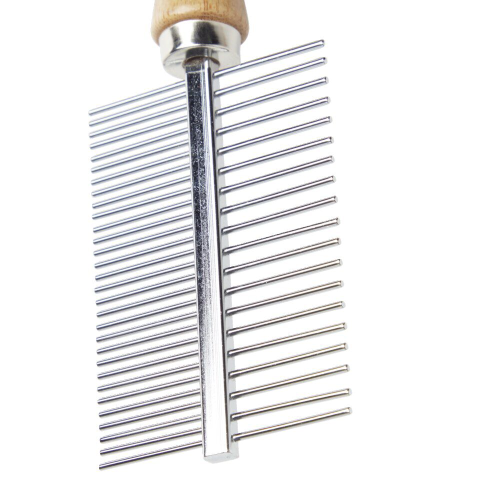Brosse animal double peigne métal et bois