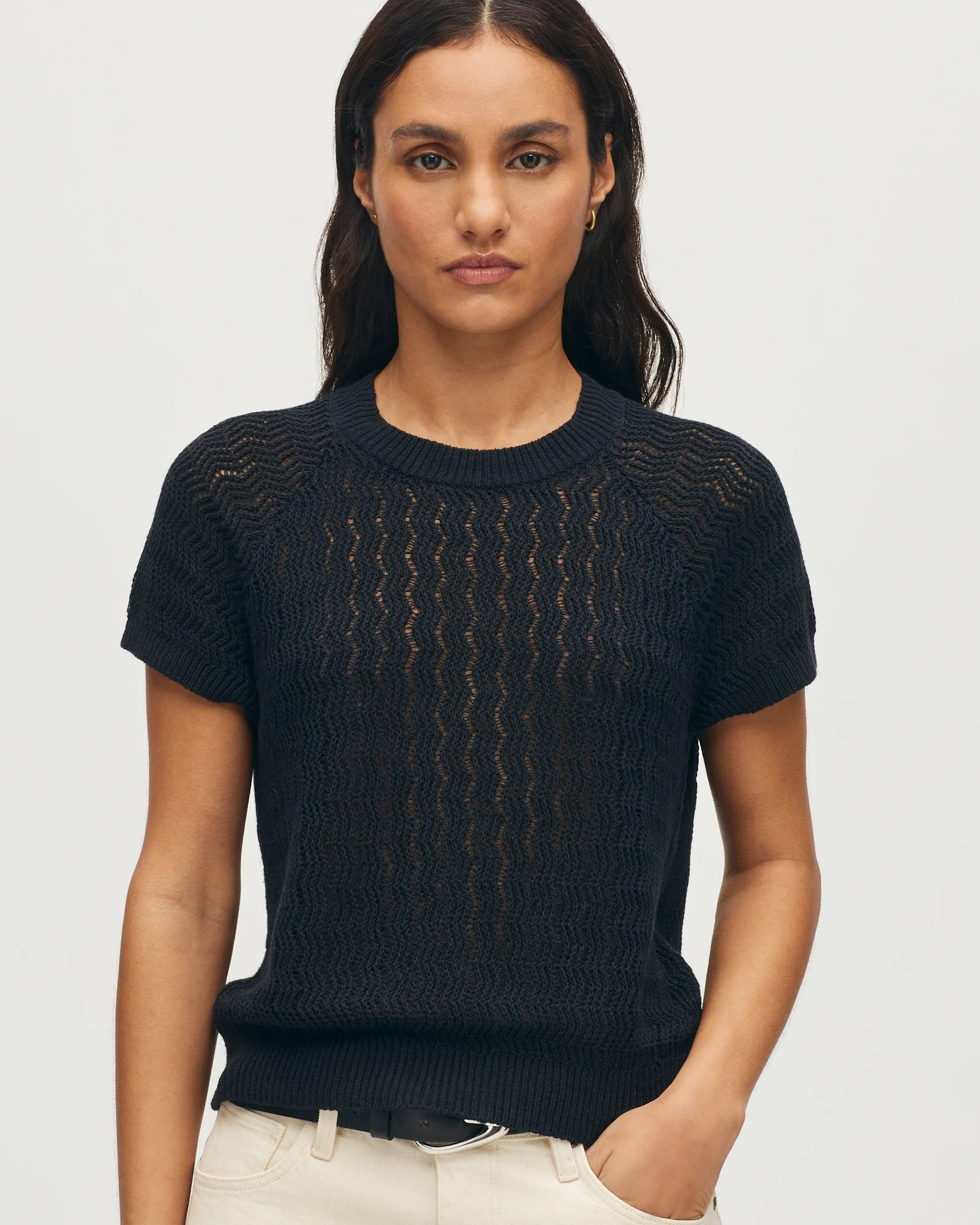 Pull manches courtes en lin