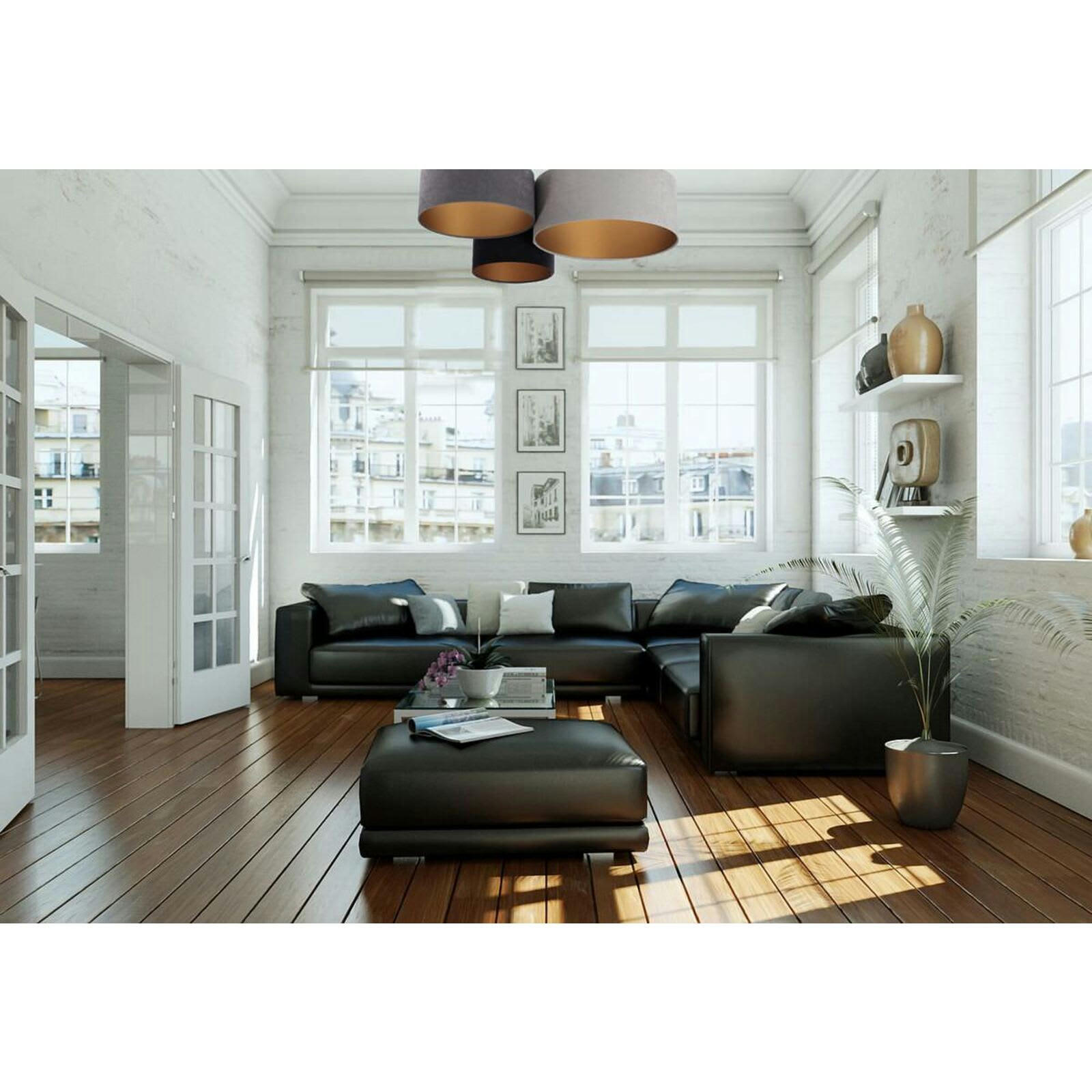 TRIO - Plafonnier Tissu Gris