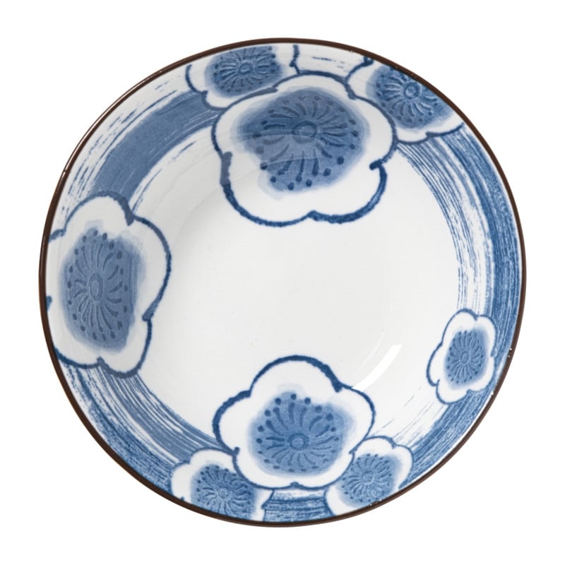 Schaaltje Mico bloemen groot - blauw/wit - &Oslash;10.8x3.7 cm