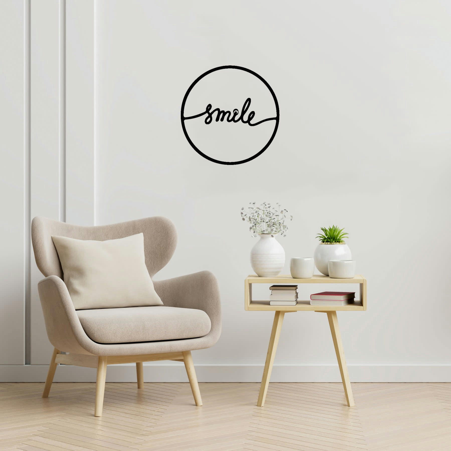 - Déco murale smile en métal noir 45x45 cm