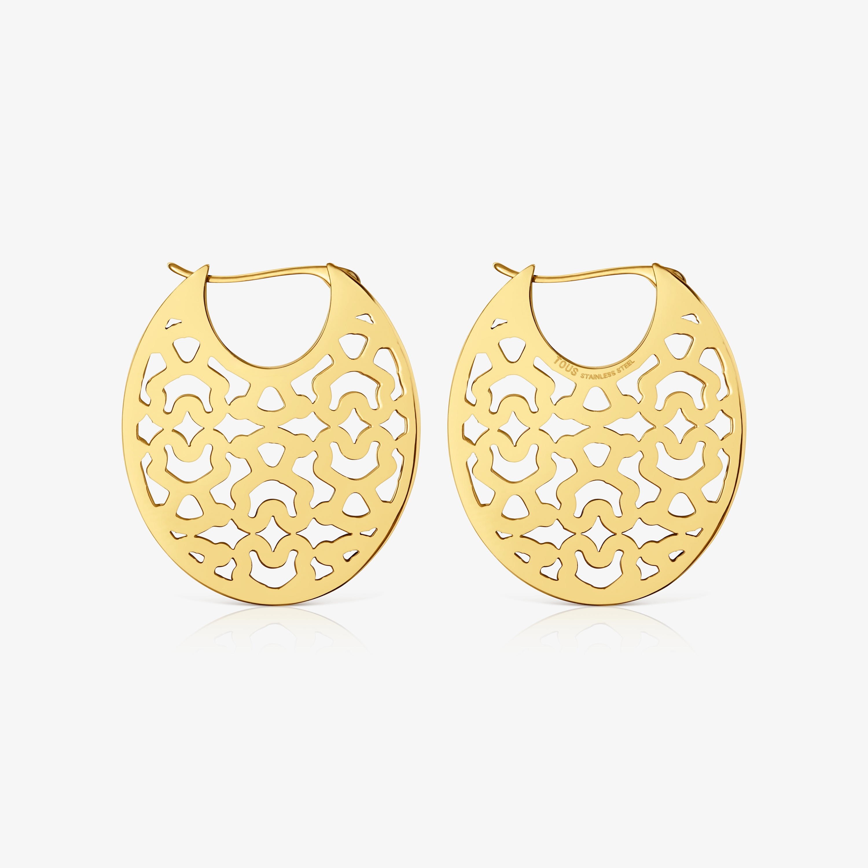 Pendientes de acero dorado 30 mm Kaos