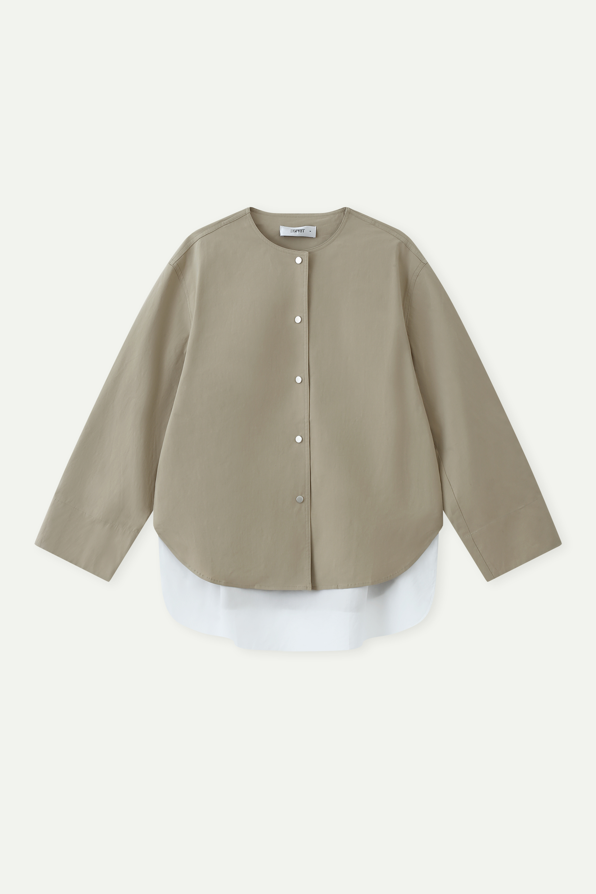 Oversized Collarless Button-Up Shirt