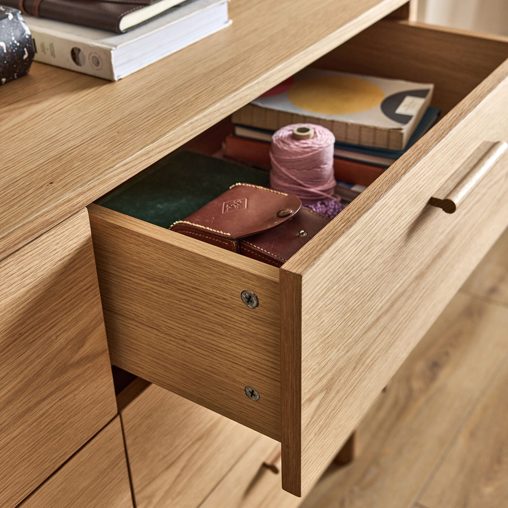 MARIETTA - Commode 6 tiroirs en chêne - bois clair
