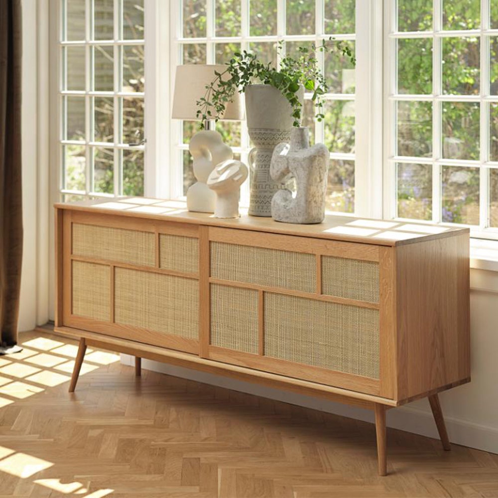 Olivine Boas Sideboard Naturel - Hout - Rattan - B 180 cm