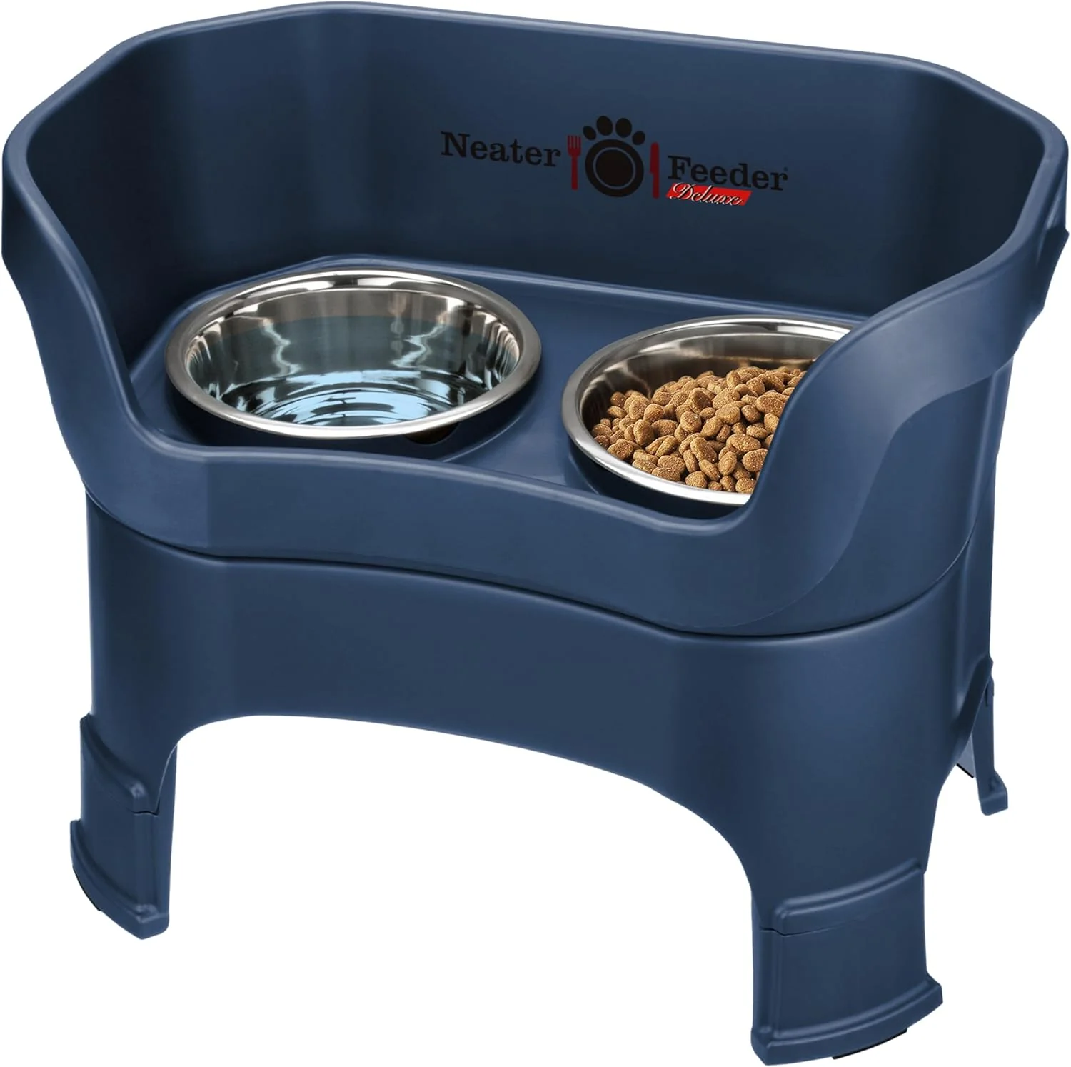 USA-Made High-Stand Food Dividing Bowl Set for Large Dogs, Anti-Spill with Leg Extensions