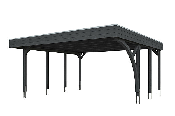 Carport SKAN HOLZ Friesland Set G, 546 x 555 cm, avec un arc d'entrée, gris ardoise