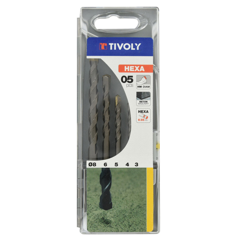 Set de forets pour matériaux de construction Ø 3 - 8 mm 5 pièces TIVOLY