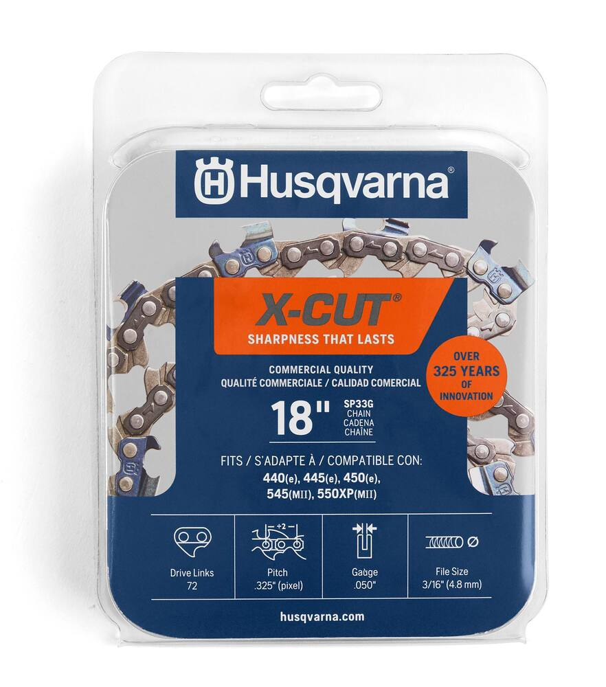 Husqvarna X-Cut SP33G Replacement Chainsaw Chain, 0.325-in Pitch, 050-Gauge, 18-in
