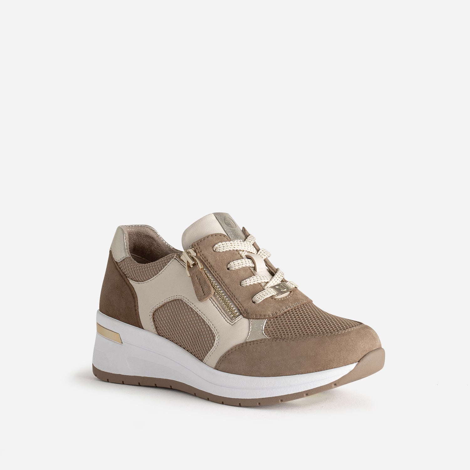 Tennis CAPRICE beige et doré bi-matière