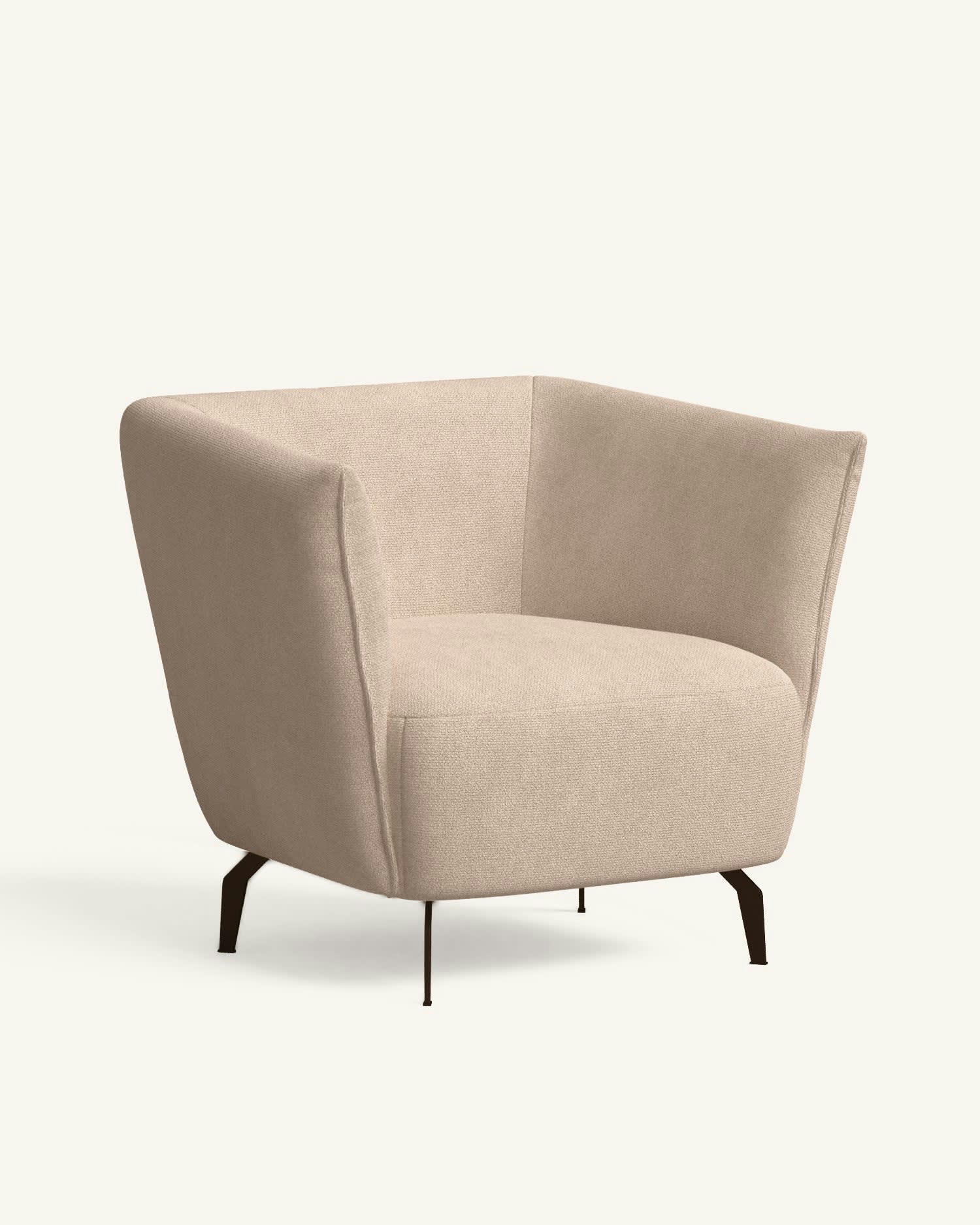 LEZA - Fauteuil avec tissu fabriqué à la main en couleur brun clair