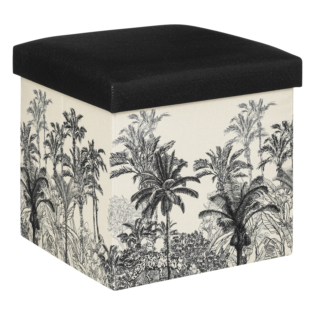 Folding pouf "Benicio" Black and white, 38x38 cm