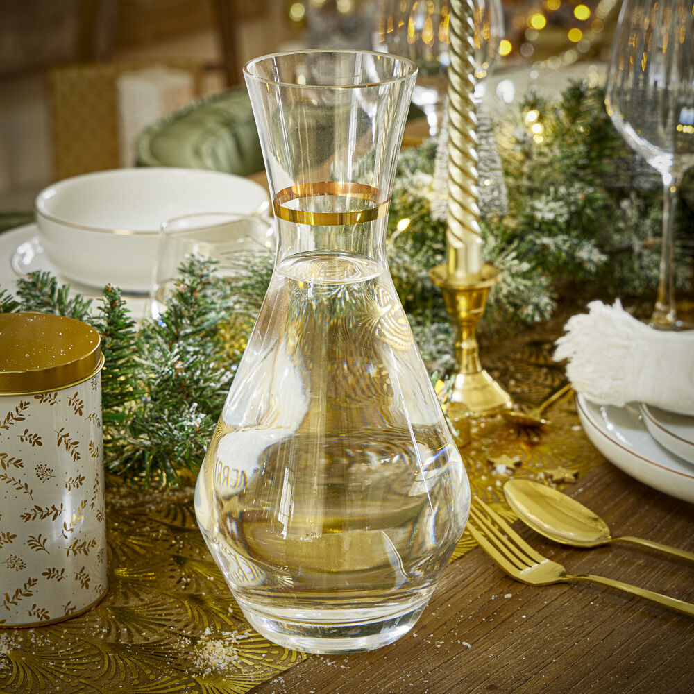 Carafe en verre goulot liseré doré 1,3L