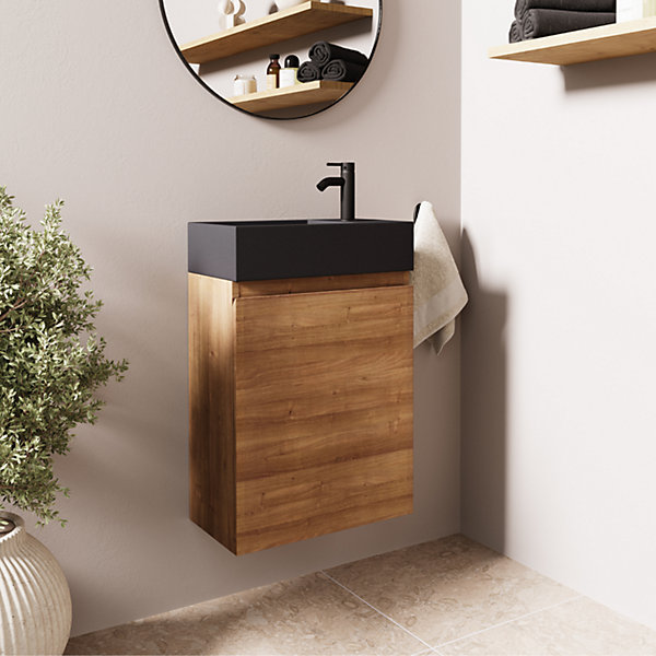 Meuble lave-mains chêne chaud LOMAZOO Malibu - 40cm