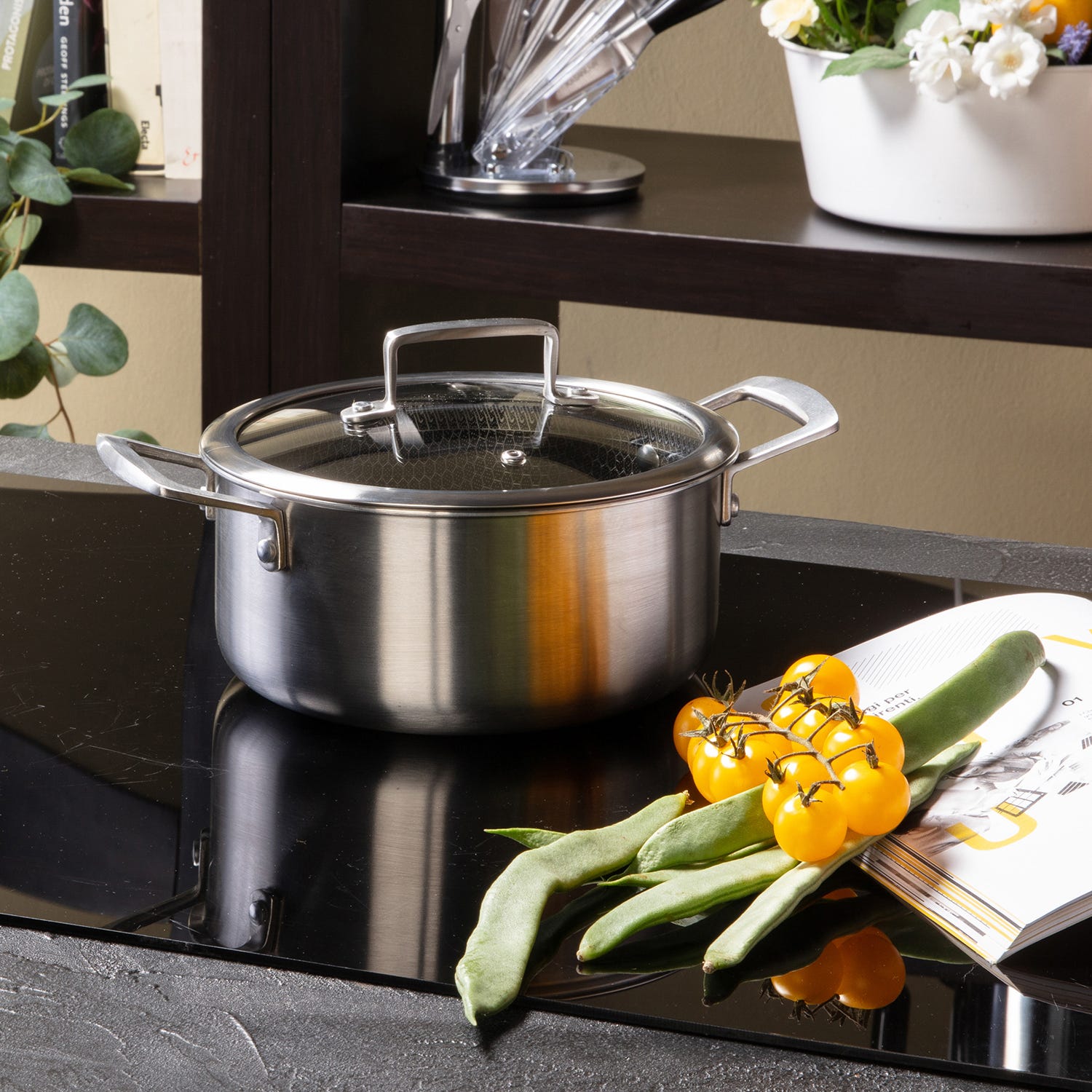 Casseruola 22 cm con coperchio a 3 strati Tri - ply