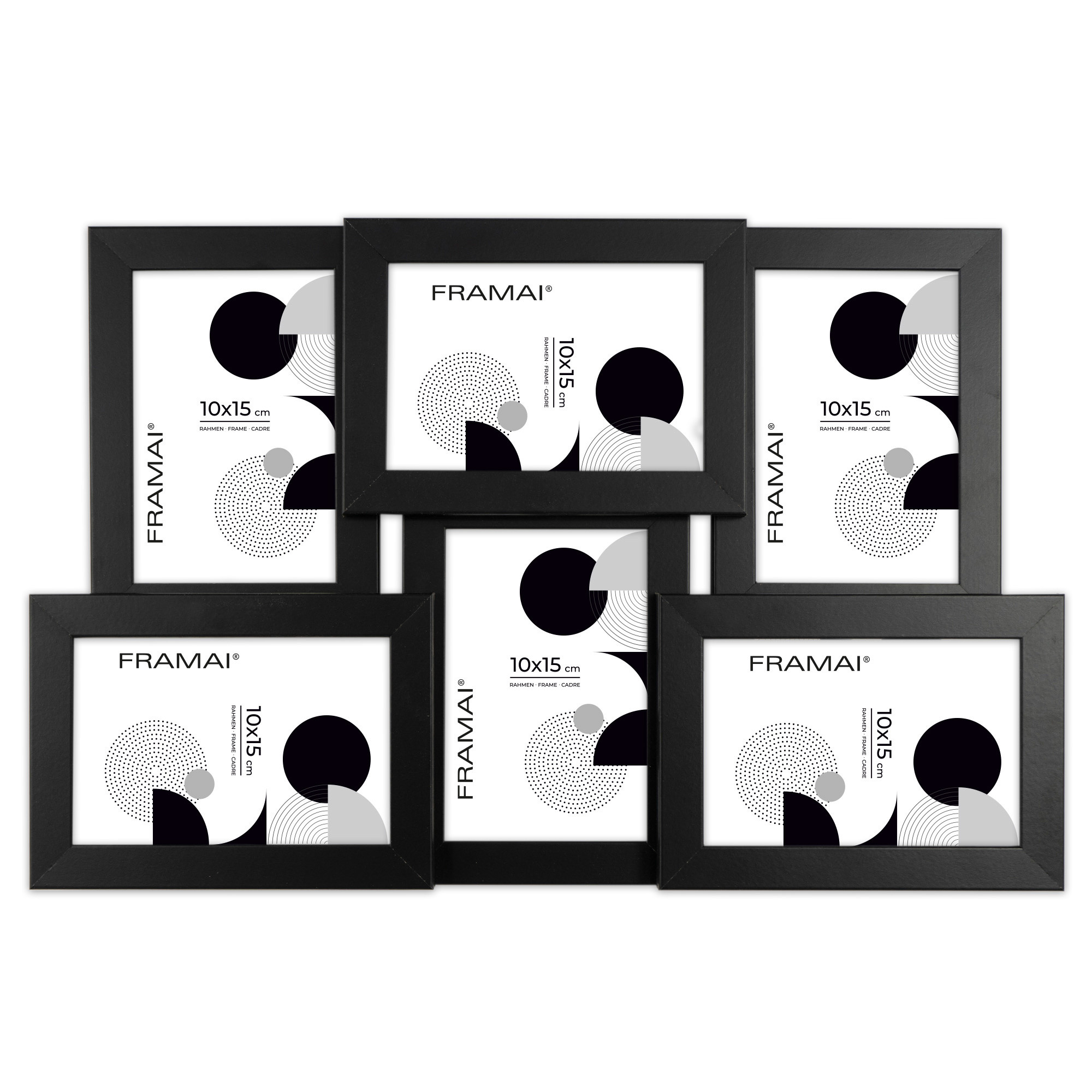 Multirama na zdjęcia 6 zdjęć 10x15 cm czarna ramka 6 w 1 FRAMAI