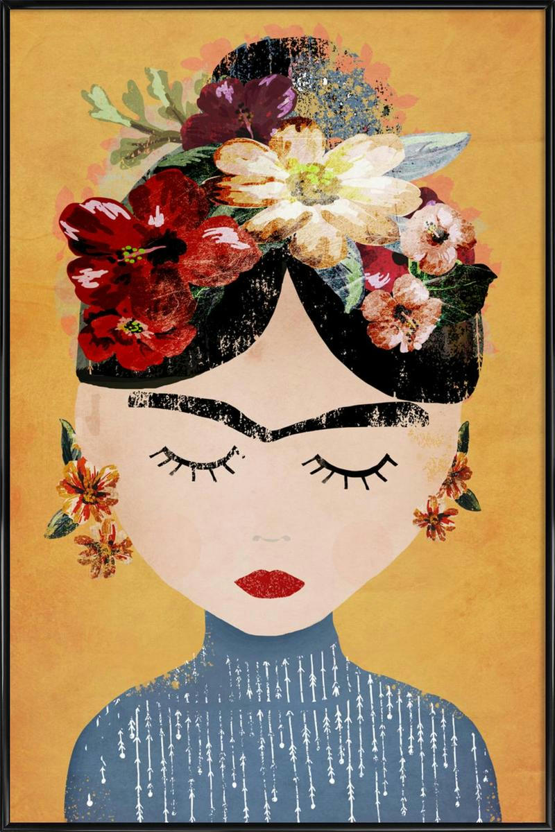 FRIDA - Affiche dans cadre standard (noir) noir & rouge 30x45