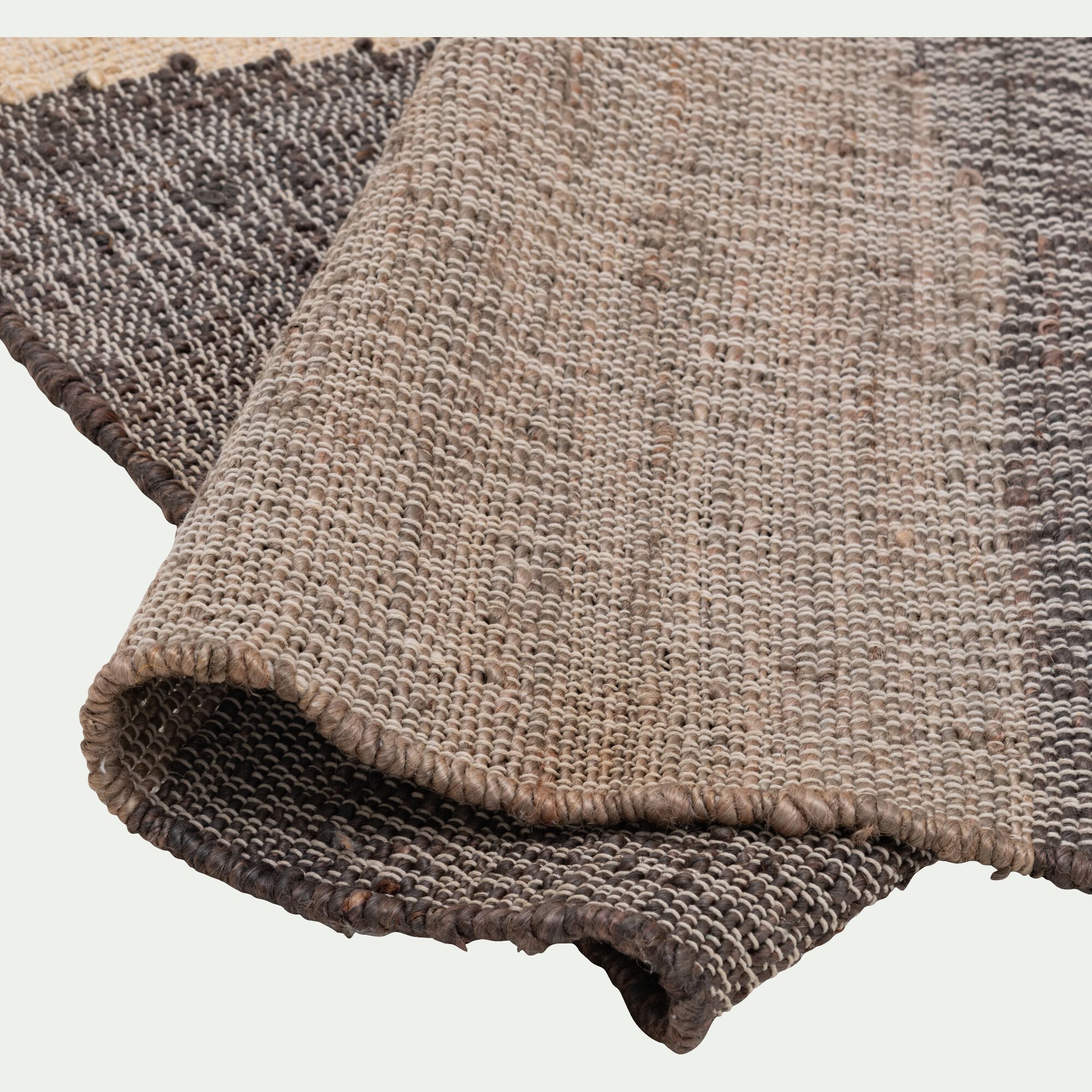 KAMA - Tapis en jute et coton à motifs 120x170cm - noir