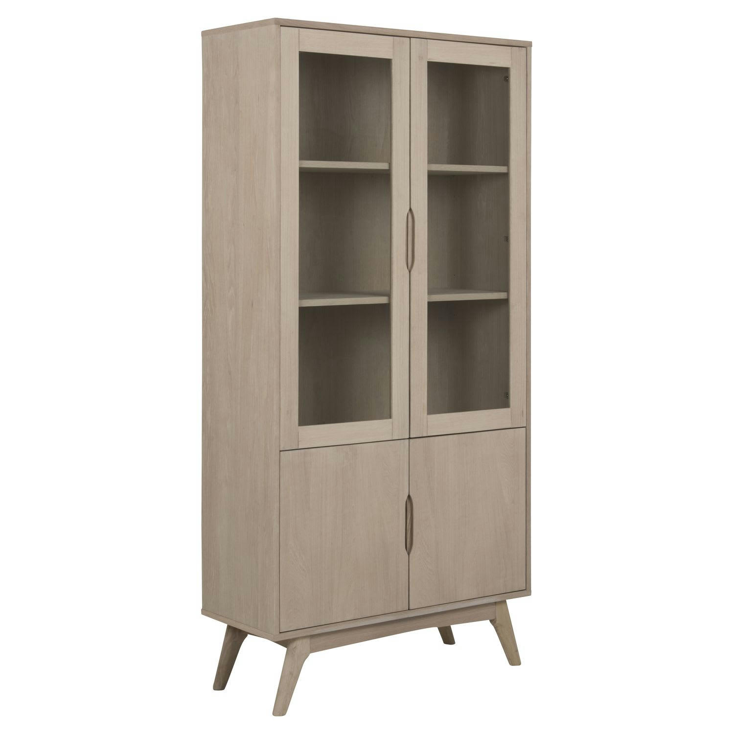 MARTIE - Vitrine en mdf et verre 4 portes et 4 étagères beige