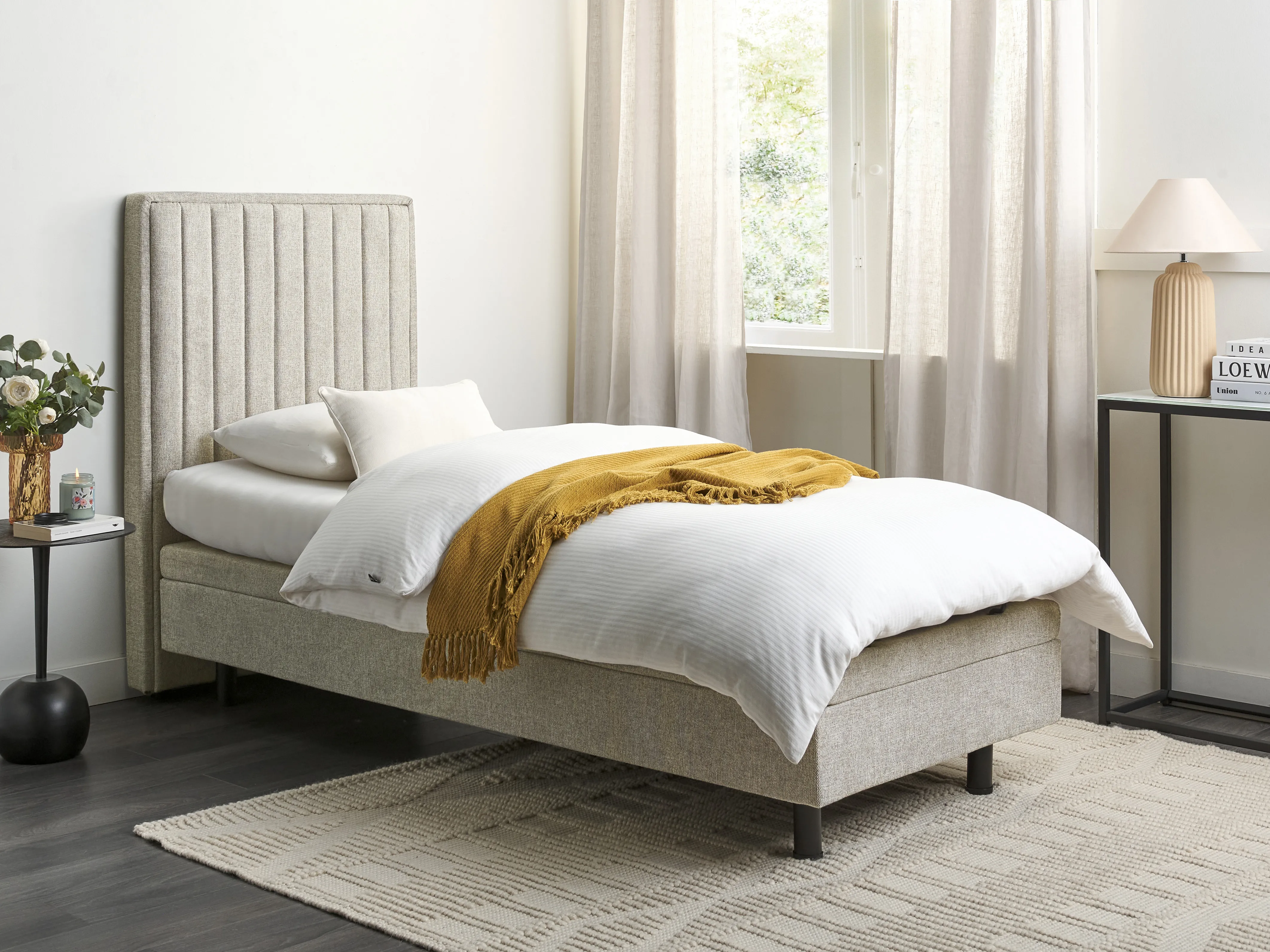 Adjustable Bed Fabric CASTELLAN 80 x 200 cm (EU Small Single) Beige