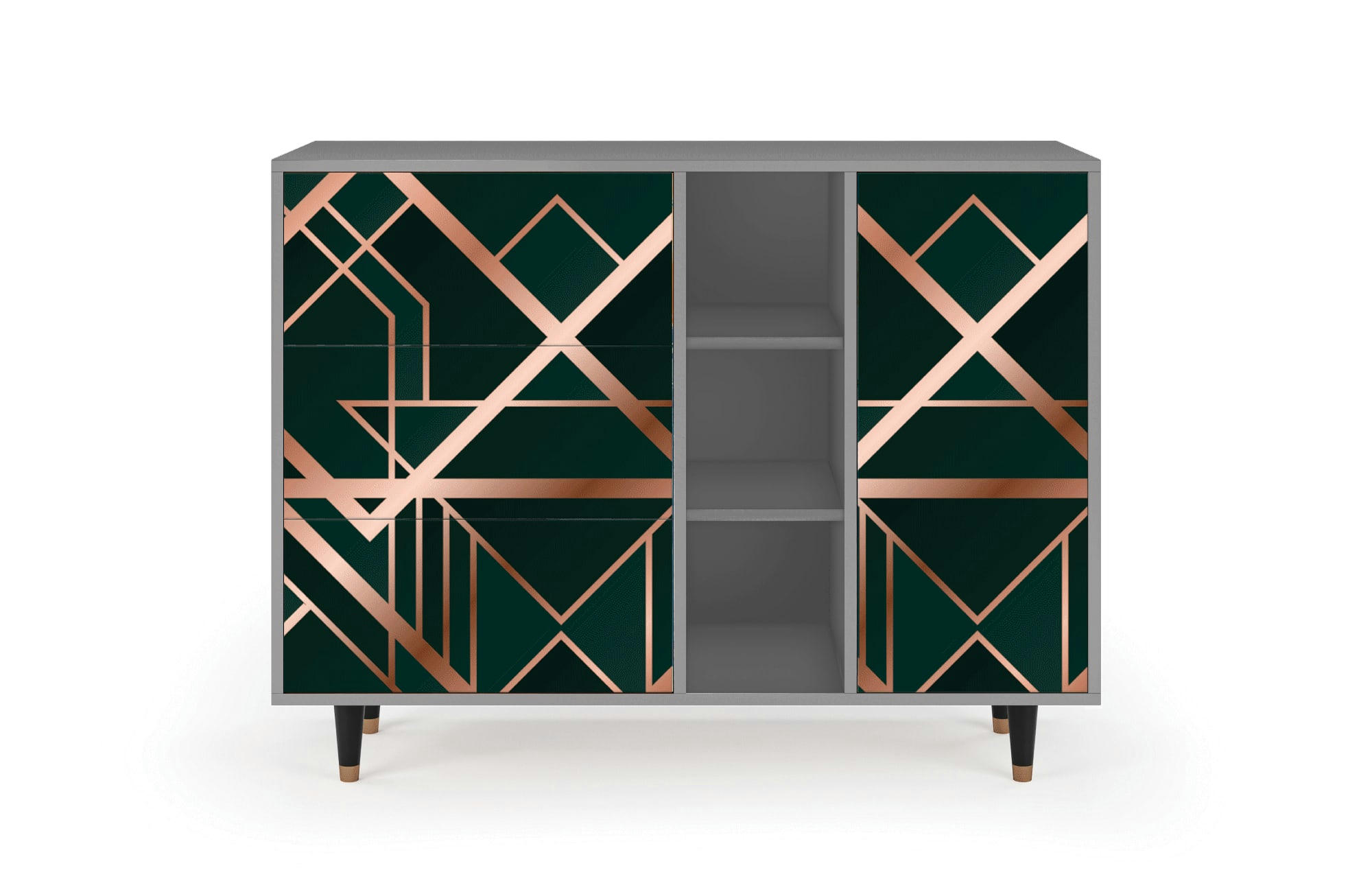 EMERALD GATSBY - Buffet  vert 3 tiroirs et 1 porte L 125 cm