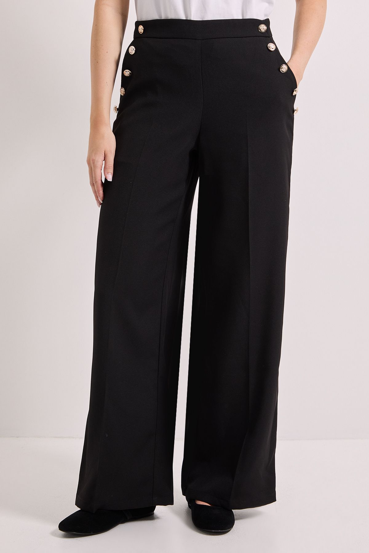 Dorothy Perkins Military Button Detail Wide Leg Trouser