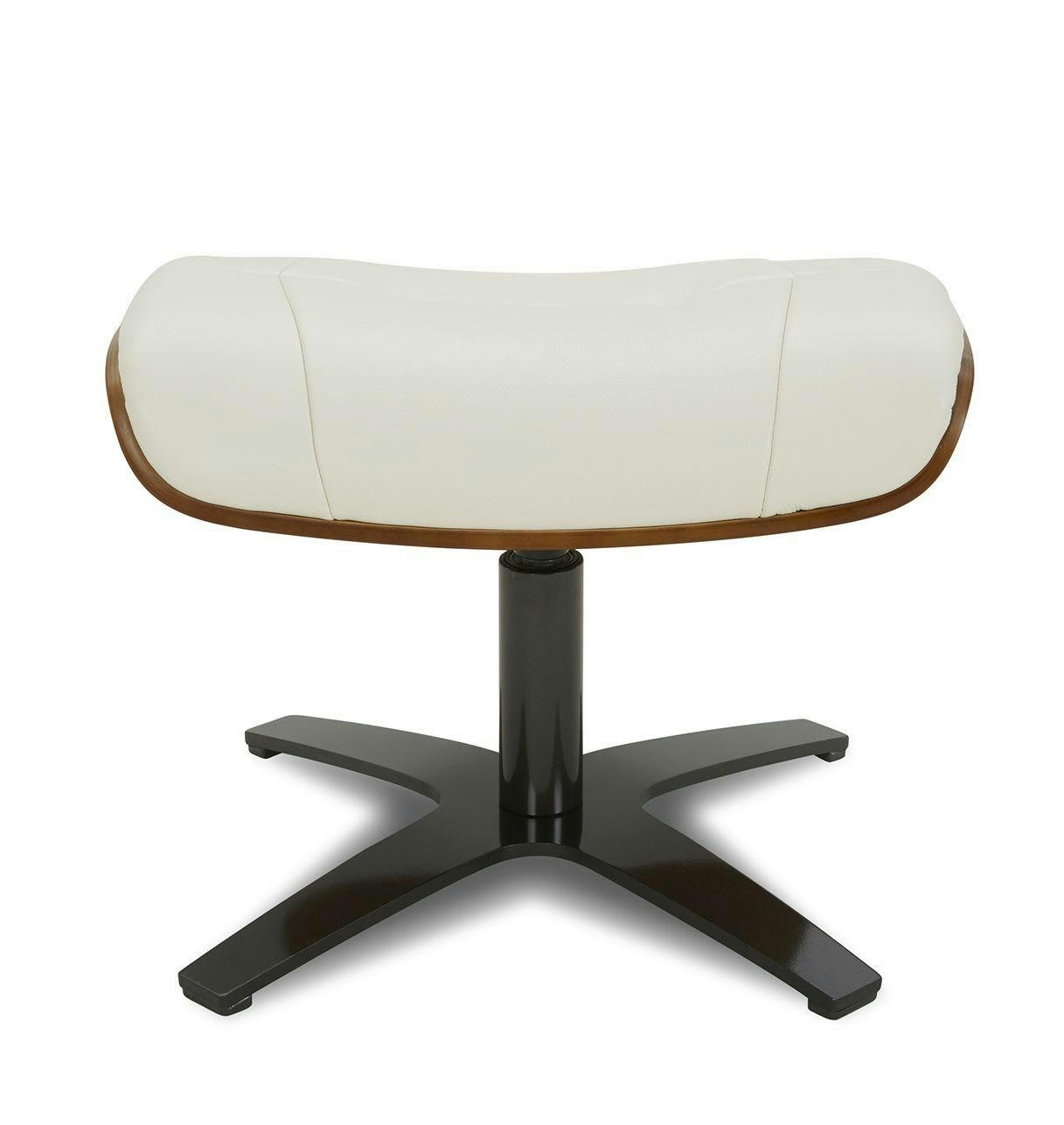 NAOS - Pouf en cuir et chêne Naturel - Cuir Blanc