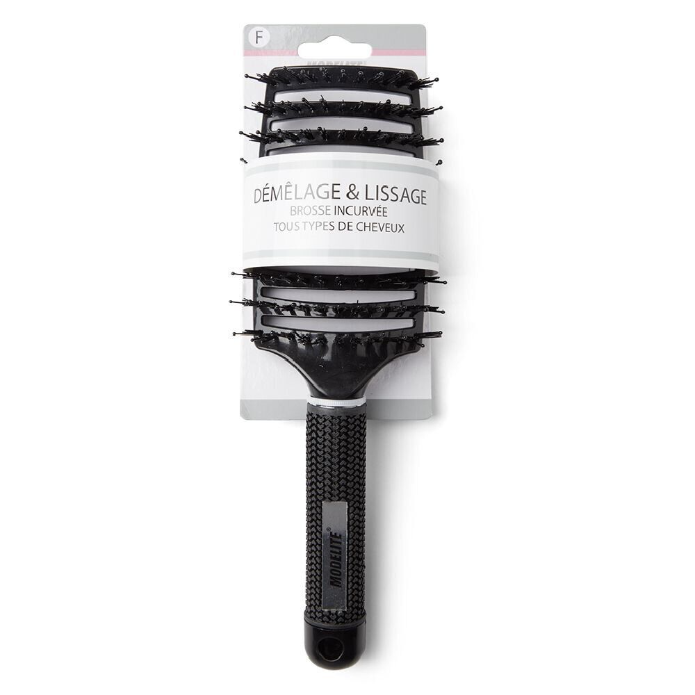 Brosse à cheveux incurvée démêlage et lissage PVC noir