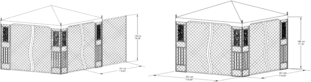 For Living Fabric Outdoor/Patio Gazebo Netting  for Lakeside Collection, 118x118x79-in