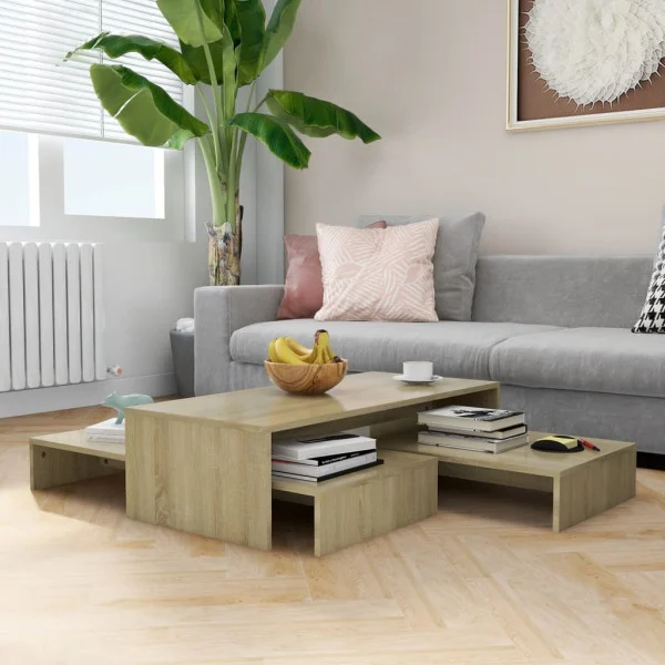 Stolik Kawowy Ława Stół Brązowy 100x100x26.5 Do Salonu Do Pokoju
