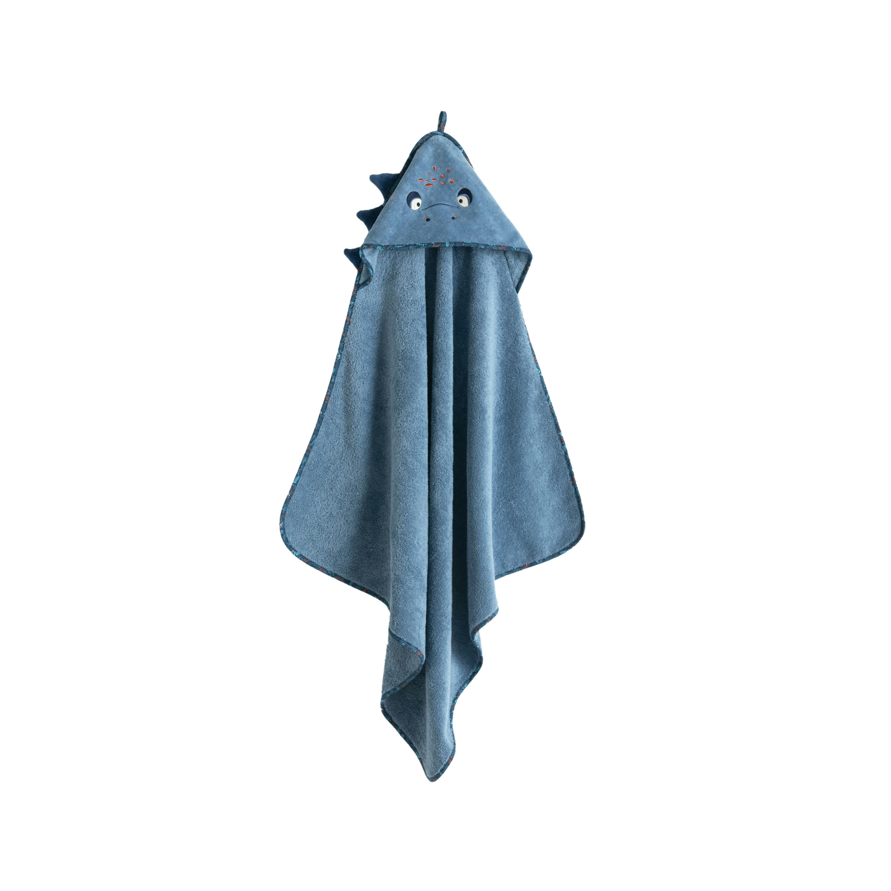 HAPPYFUL - Cape de bain Bleu Celeste bouclette brodé bleu 80 x 80 cm