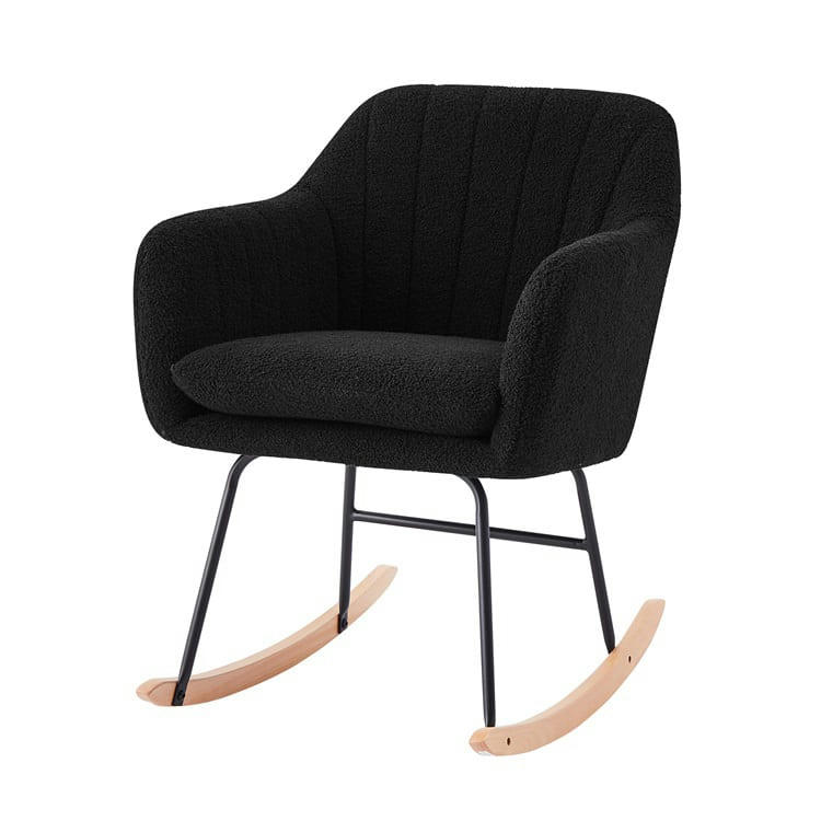 ELSA - Fauteuil  à bouclette noir rocking chair
