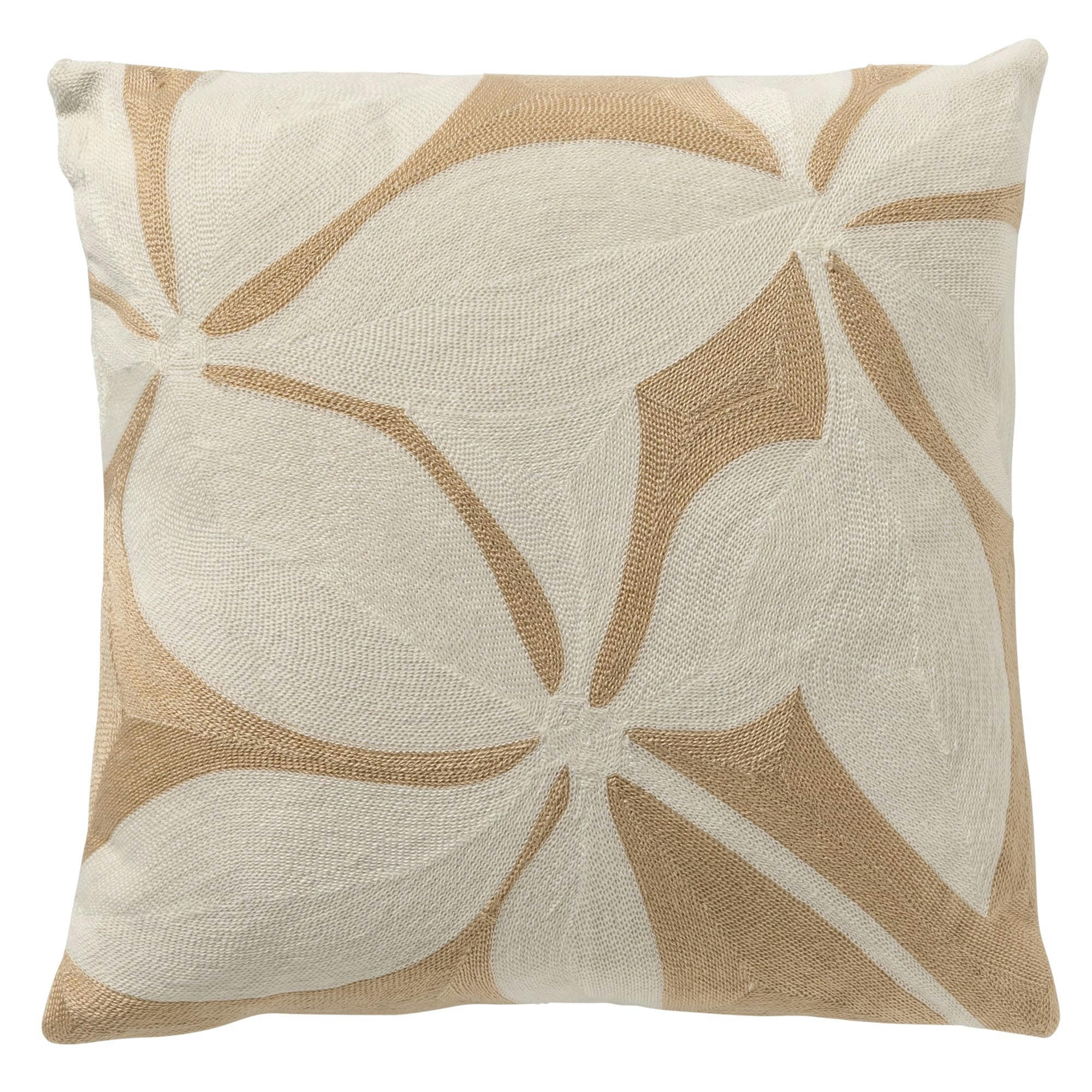 - Housse de coussin beige en polyester-45x45 cm avec motif fleuri