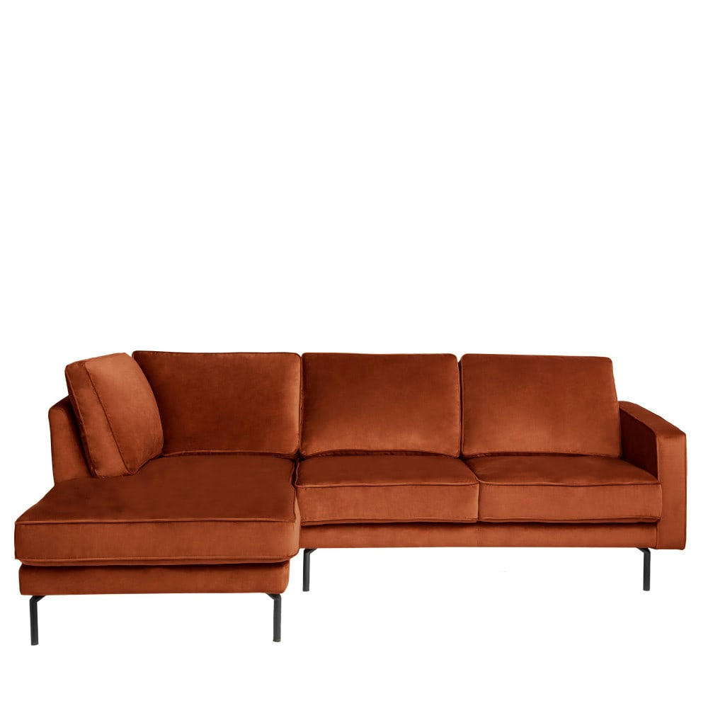 ORSO - Canapé d'angle gauche en velours rouille 3 places