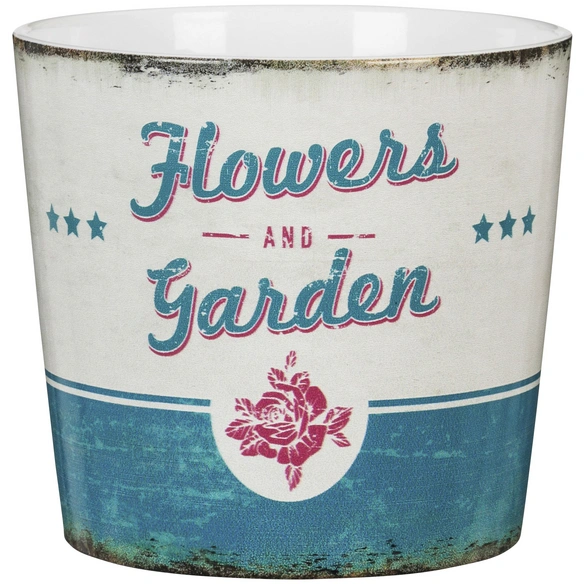 Übertopf »RETRO GARDEN«, Breite: 9 cm, weiß/rot/grün/grau/blau, Keramik