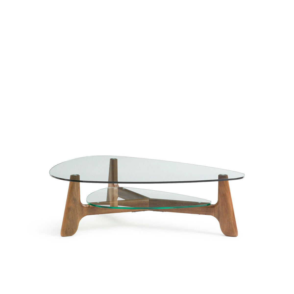 Table basse double plateau verre et noyer, Aiole