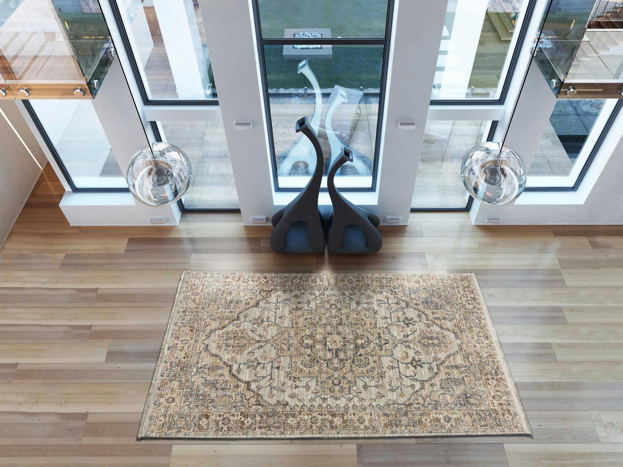 SAMARKAND - Tapis vintage avec finition frangée en couleurs terreuses, 160X230 cm