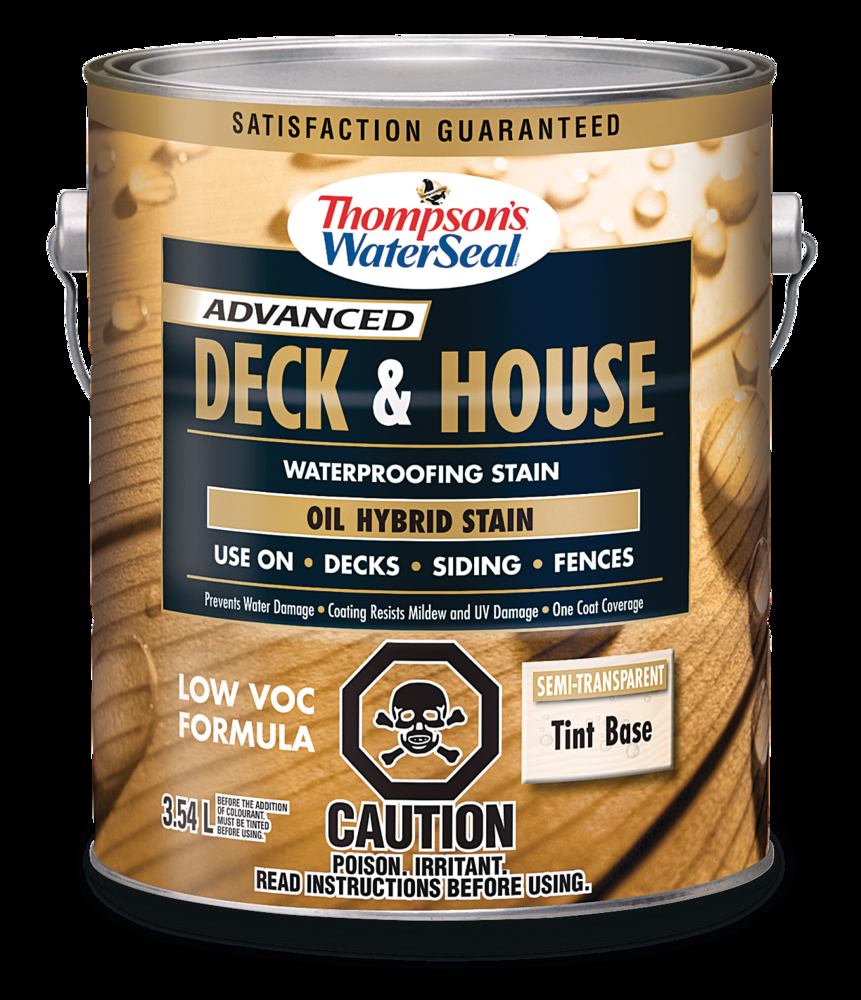 Thompson's® WaterSeal® Deck & House Waterproofing Stain, Semi-Transparent Tint Base, Oil Hybrid Stain, 3.54-L/1-Gallon